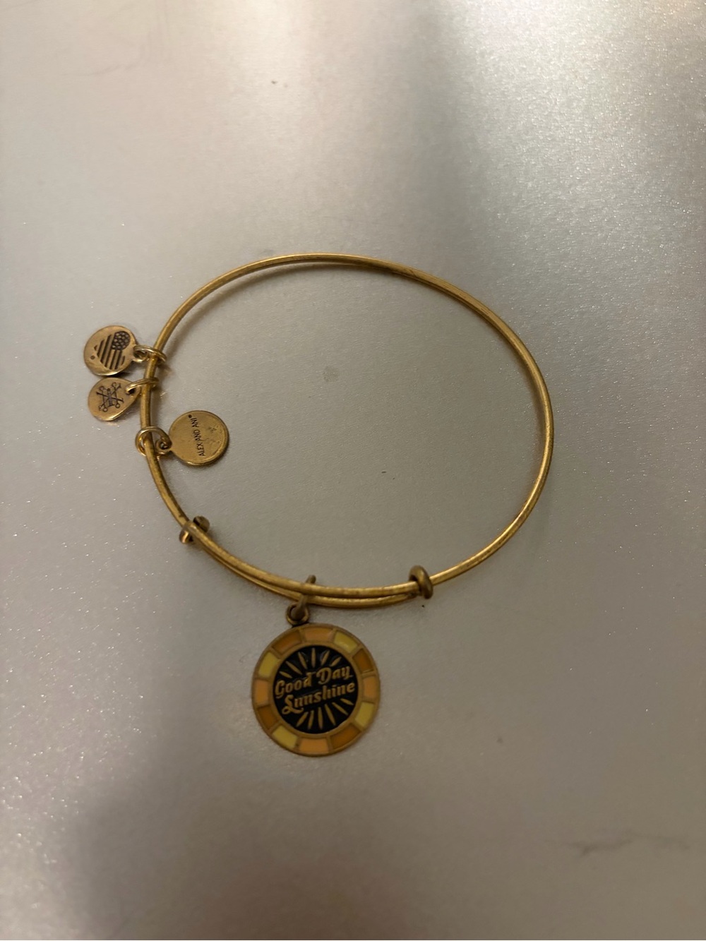 Alex and Ani Gold and Yellow 'Good Day Sunshine' Charm Bangle
